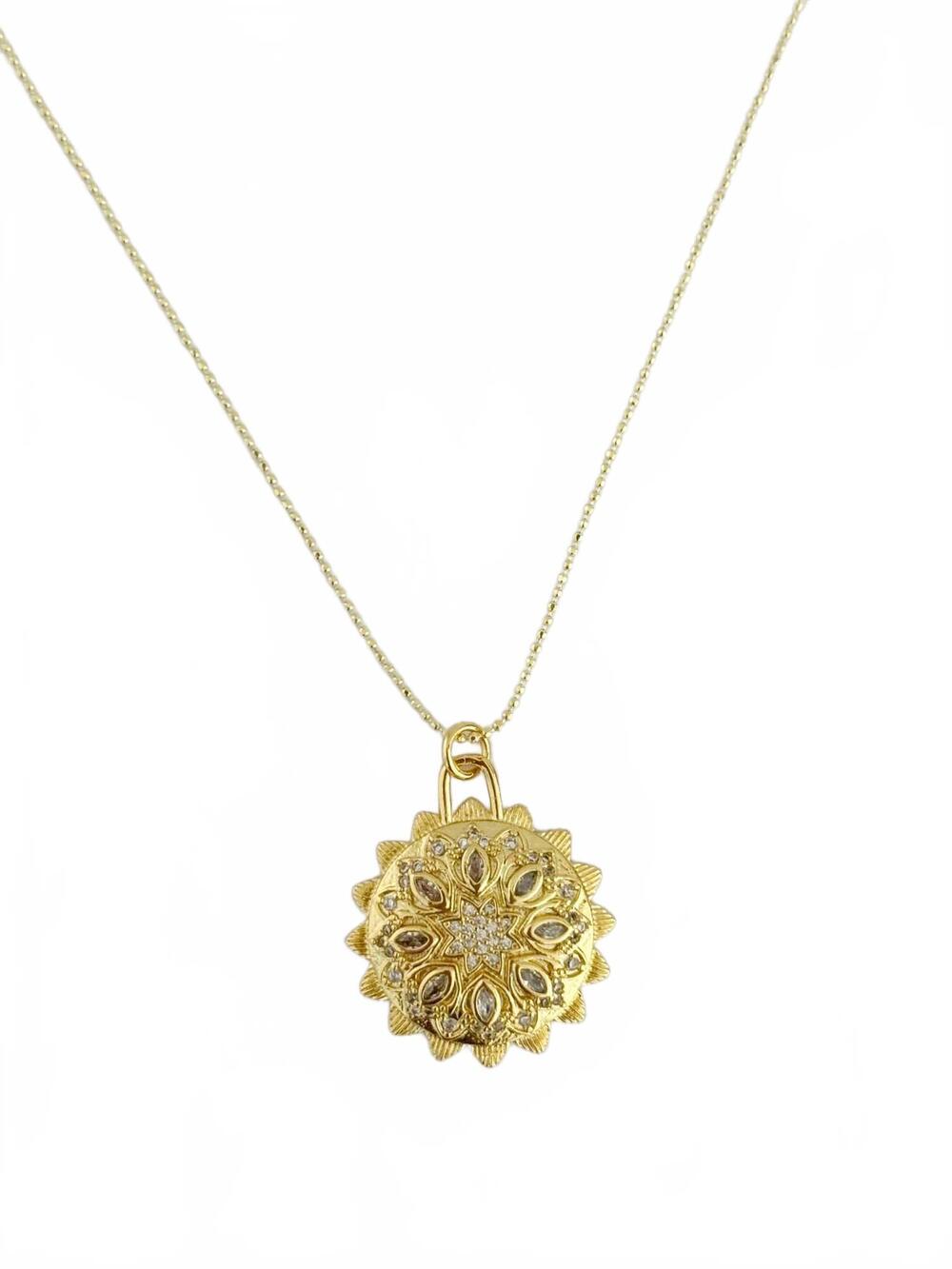 NEW TRAMPS+THIEVES women's mandala necklace in gold